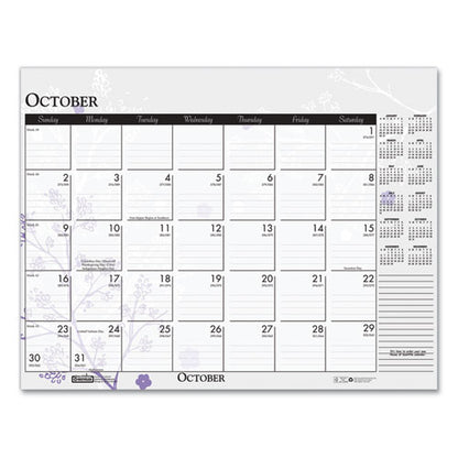 Recycled Desk Pad Calendar, Wild Flowers Artwork, 18.5 X 13, White Sheets, Black Binding/corners,12-month (jan-dec): 2026
