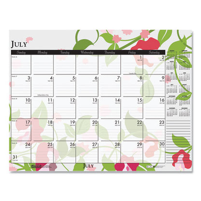 Recycled Desk Pad Calendar, Wild Flowers Artwork, 18.5 X 13, White Sheets, Black Binding/corners,12-month (jan-dec): 2026