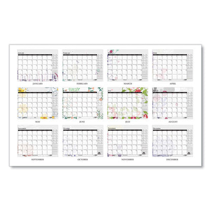Recycled Desk Pad Calendar, Wild Flowers Artwork, 22 X 17, White Sheets, Black Binding/corners,12-month (jan-dec): 2026
