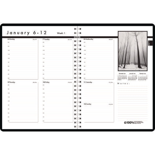 Black-on-white Photo Weekly Appointment Book, Landscape Photography, 11 X 8.5, Black Cover, 12-month (jan To Dec): 2026