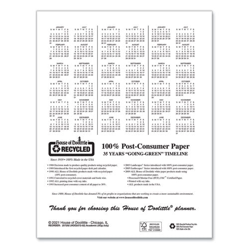 Academic Year Recycled Professional Weekly Planner, 11 X 8.5, Black Wirebound Soft Cover, 12-month (aug To July): 2025-2026