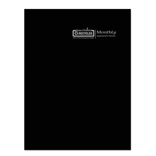 Recycled Ruled 14-month Planner With Leatherette Cover, 11 X 8.5, Black Cover, 14-month: Dec 2025 To Jan 2027