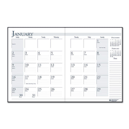 Recycled Ruled 14-month Planner With Leatherette Cover, 11 X 8.5, Black Cover, 14-month: Dec 2025 To Jan 2027