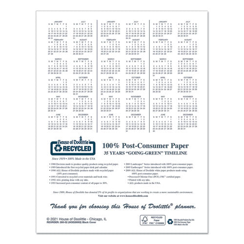 Recycled Ruled 14-month Planner With Leatherette Cover, 11 X 8.5, Black Cover, 14-month: Dec 2025 To Jan 2027