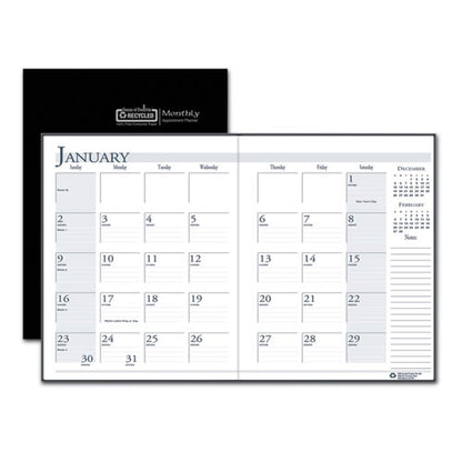 Recycled Ruled 14-month Planner With Leatherette Cover, 10 X 7, Black Cover, 14-month: Dec 2025 To Jan 2027
