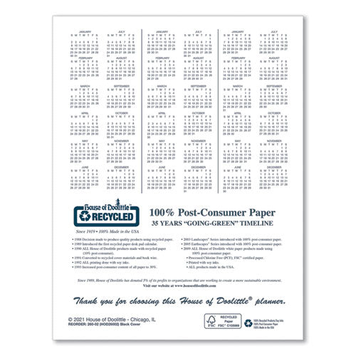 Recycled Ruled 14-month Planner With Leatherette Cover, 10 X 7, Black Cover, 14-month: Dec 2025 To Jan 2027