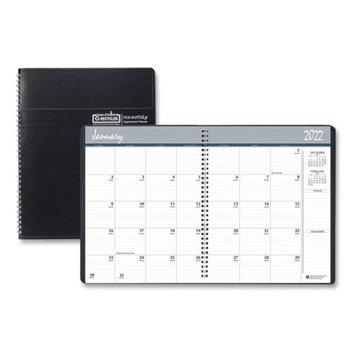 14-month Recycled Ruled Monthly Planner, 11 X 8.5, Black Cover, 14-month: Dec 2025 To Jan 2027