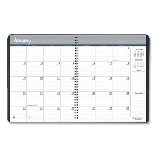 14-month Recycled Ruled Monthly Planner, 11 X 8.5, Black Cover, 14-month: Dec 2025 To Jan 2027