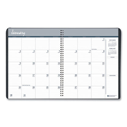 Monthly Hard Cover Two-year Planner, 11 X 8.5, Black Cover, 24-month: Jan 2026 To Dec 2027