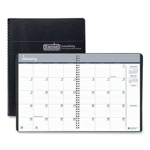 Recycled Monthly 5-year/62-month Planner, 11 X 8.5, Black Cover, 62-month: Dec 2025 To Jan 2031