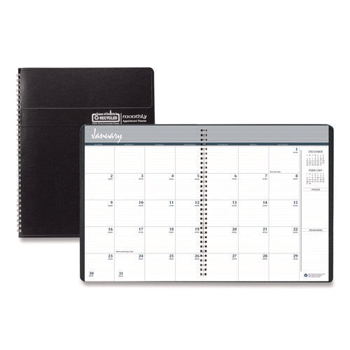 14-month Recycled Ruled Monthly Planner, 8.75 X 6.78, Black Cover, 14-month: Dec 2025 To Jan 2027