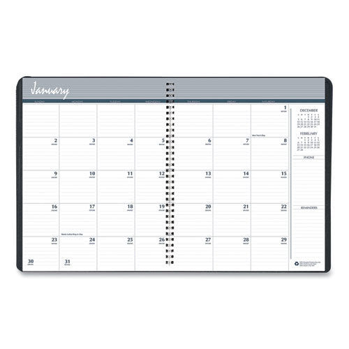Monthly Hard Cover Planner, 11 X 8.5, Black Cover, 14-month: Dec 2025 To Jan 2027