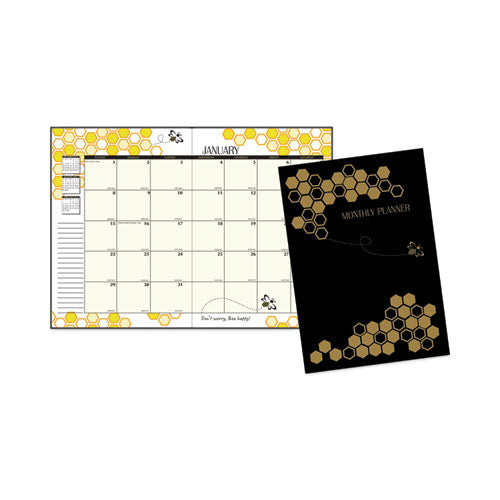 Recycled Honeycomb Monthly Planner, Honeycomb Artwork, 11 X 7, Black/gold Cover, 12-month (jan To Dec): 2026