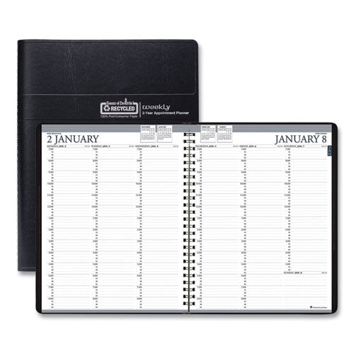 Recycled Professional Weekly Planner, 15-minute Appts, 11 X 8.5, Black Wirebound Soft Cover, 24-month: Jan 2026 To Dec 2027