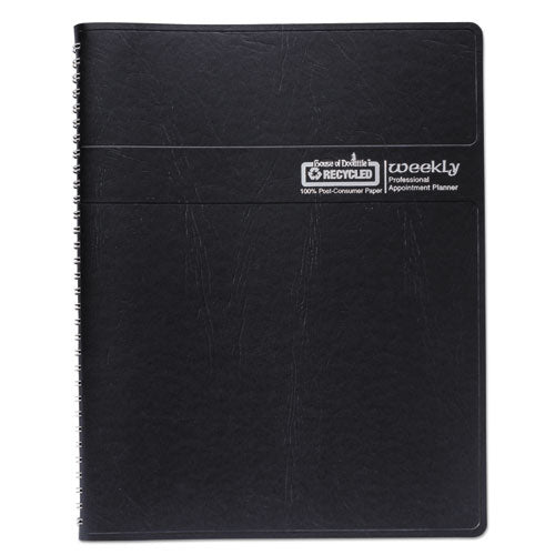 Recycled Professional Weekly Planner, 15-minute Appts, 11 X 8.5, Black Wirebound Soft Cover, 12-month (jan To Dec): 2026