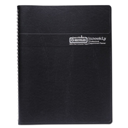 Recycled Professional Weekly Planner, 15-minute Appts, 11 X 8.5, Black Wirebound Soft Cover, 12-month (jan To Dec): 2026