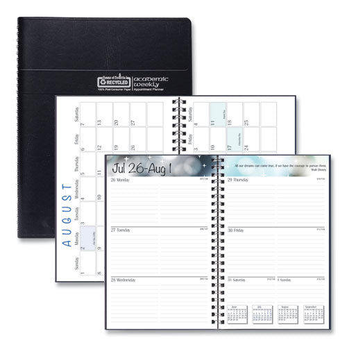 Recycled Academic Weekly/monthly Appointment Planner, 8 X 5, Black Cover, 13-month: Aug 2025 To Aug 2026