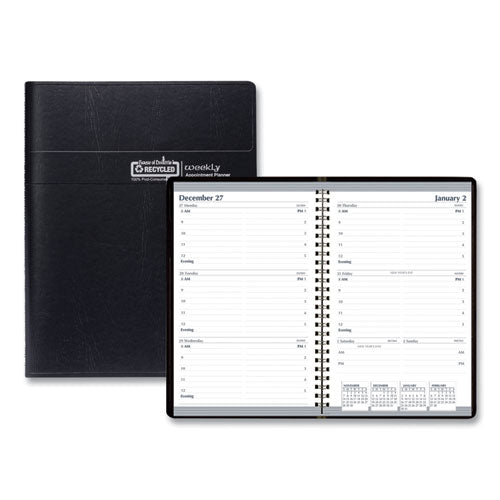 Recycled Weekly Appointment Book, 8 X 5, Black Cover, 12-month (jan To Dec): 2026
