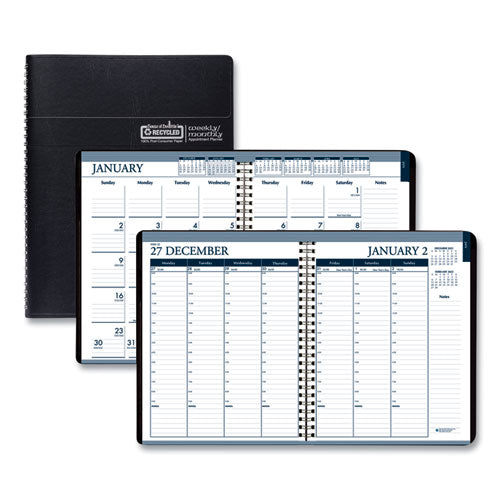 Recycled Wirebound Weekly/monthly Planner, 11 X 8.5, Black Cover, 12-month (jan To Dec): 2026