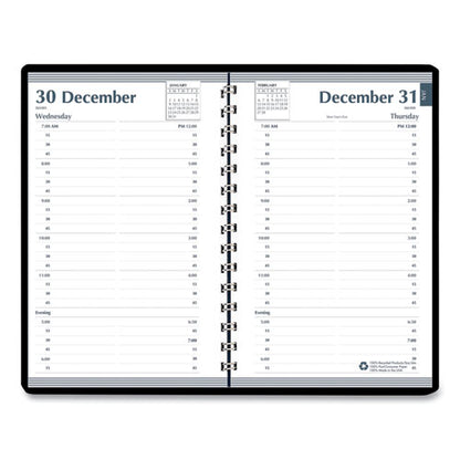 Memo Size Daily Appointment Book With 15-minute Schedule, 8 X 5, Black Cover, 12-month (jan To Dec): 2026