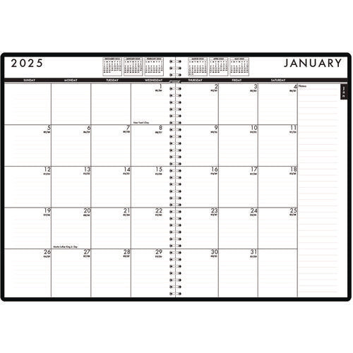 24/7 Recycled Daily Appointment Book/monthly Planner, 10 X 7, Black Cover, 12-month (jan To Dec): 2026