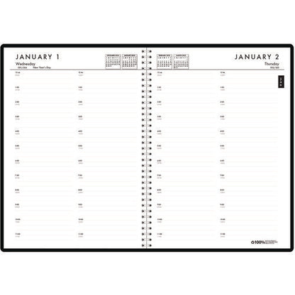 24/7 Recycled Daily Appointment Book/monthly Planner, 10 X 7, Black Cover, 12-month (jan To Dec): 2026