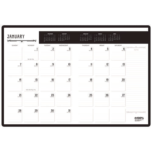 100% Recycled Deco Days Monthly Planner, 11 X 8.5, Black/gold Cover, 12-month (jan To Dec): 2026