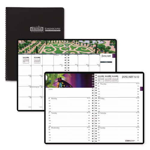 Earthscapes Recycled Weekly/monthly Planner, Gardens Of The World Photography, 10 X 7, Black Cover, 12-month (jan-dec): 2026