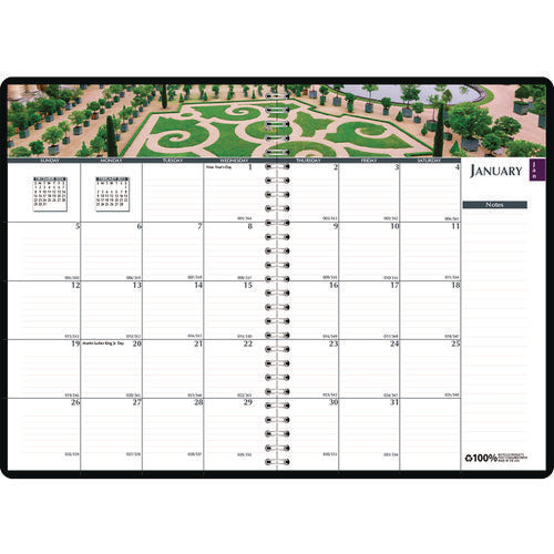 Earthscapes Recycled Weekly/monthly Planner, Gardens Of The World Photography, 10 X 7, Black Cover, 12-month (jan-dec): 2026