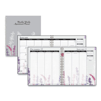 Recycled Wild Flower Weekly/monthly Planner, Wild Flowers Artwork, 9 X 7, Gray/white/purple Cover, 12-month (jan-dec): 2026