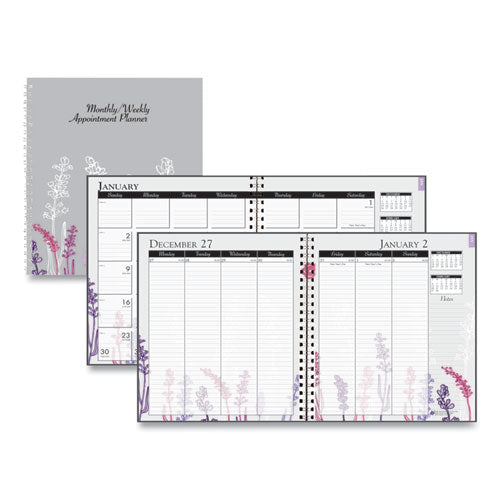 Recycled Wild Flower Weekly/monthly Planner, Wild Flowers Artwork, 9 X 7, Gray/white/purple Cover, 12-month (jan-dec): 2026