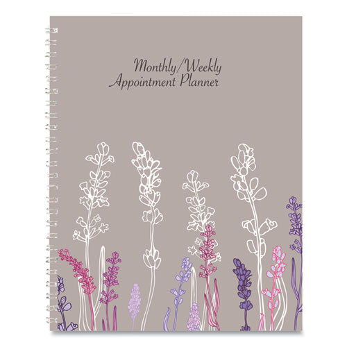 Recycled Wild Flower Weekly/monthly Planner, Wild Flowers Artwork, 9 X 7, Gray/white/purple Cover, 12-month (jan-dec): 2026