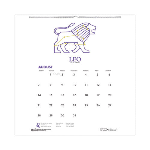 Recycled Academic Zodiac Wall Calendar, 11 X 14, Multicolor Sheets, 12-month (aug To July): 2025 To 2026