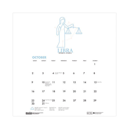 Recycled Academic Zodiac Wall Calendar, 11 X 14, Multicolor Sheets, 12-month (aug To July): 2025 To 2026