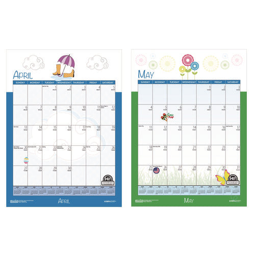 Academic Year Recycled Seasonal Wall Calendar, Illustrated Seasons Artwork, 12 X 16.5, 12-month (july To June): 2025 To 2026