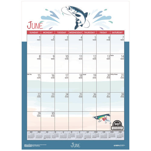 Academic Year Recycled Seasonal Wall Calendar, Illustrated Seasons Artwork, 12 X 16.5, 12-month (july To June): 2025 To 2026