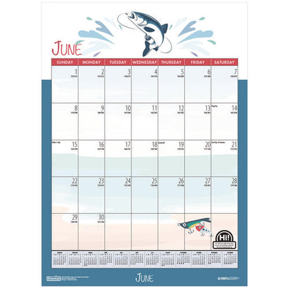 Academic Year Recycled Seasonal Wall Calendar, Illustrated Seasons Artwork, 12 X 16.5, 12-month (july To June): 2025 To 2026