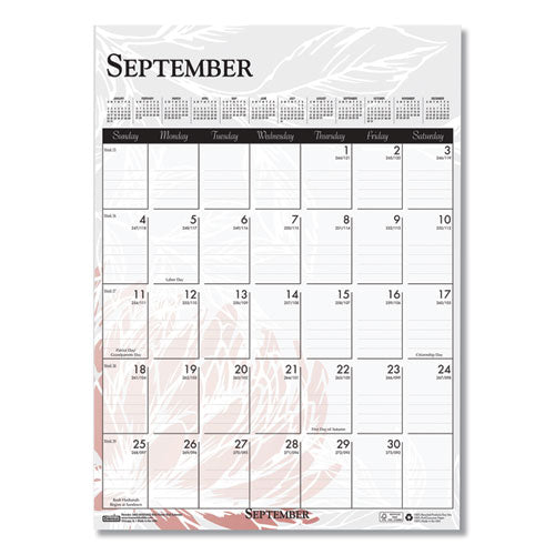 Recycled Wild Flower Wall Calendar, Wild Flowers Artwork, 12 X 16.5, White/multicolor Sheets, 12-month (jan To Dec): 2026