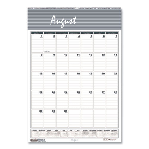 Academic Year Bar Harbor Recycled Wirebound Monthly Wall Calendar, 12 X 17, White/blue Sheets, 12-month (aug-july): 2025-2026