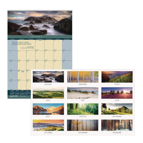 Earthscapes Recycled Monthly Wall Calendar, Color Landscape Photography, 12 X 16.5, White Sheets, 12-month (jan-dec): 2026