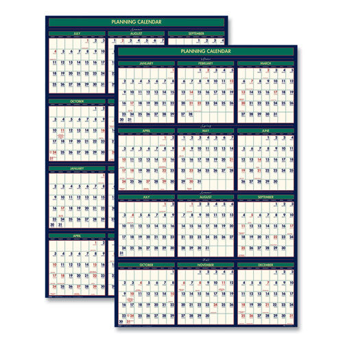 Four Seasons Business/academic Recycled Wall Calendar, 24 X 37, 12-month (july-june): 2025-2026, 12-month (jan To Dec): 2026
