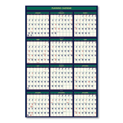 Four Seasons Business/academic Recycled Wall Calendar, 24 X 37, 12-month (july-june): 2025-2026, 12-month (jan To Dec): 2026