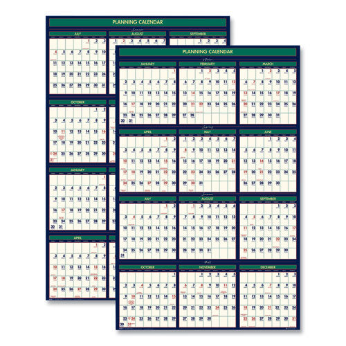 Four Season Erasable Business/academic Recycled Wall Calendar, 24 X 37, 12-month(july-june): 2025-26, 12-month(jan-dec): 2026