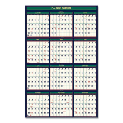 Four Season Erasable Business/academic Recycled Wall Calendar, 24 X 37, 12-month(july-june): 2025-26, 12-month(jan-dec): 2026