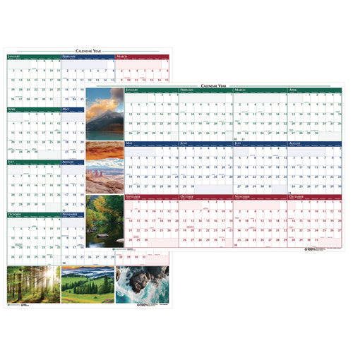 Earthscapes Recycled Reversible/erasable Yearly Wall Calendar, Nature Photos, 24 X 37, White Sheets, 12-month (jan-dec): 2026