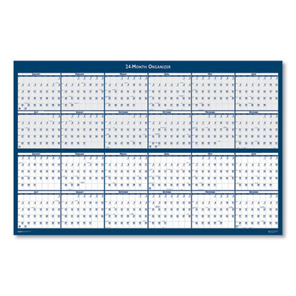 Reversible/erasable Two-year Wall Calendar, 24 X 37, Light Blue/blue/white Sheets, 24-month: Jan 2026 To Dec 2027