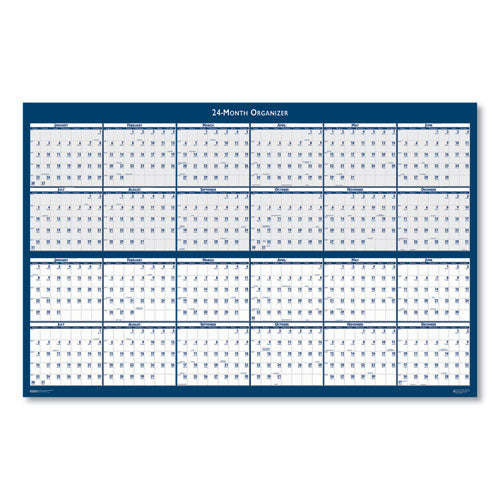 Reversible/erasable Two-year Wall Calendar, 24 X 37, Light Blue/blue/white Sheets, 24-month: Jan 2026 To Dec 2027