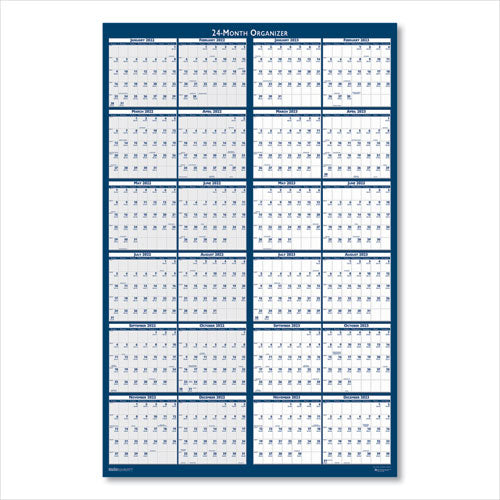 Reversible/erasable Two-year Wall Calendar, 24 X 37, Light Blue/blue/white Sheets, 24-month: Jan 2026 To Dec 2027