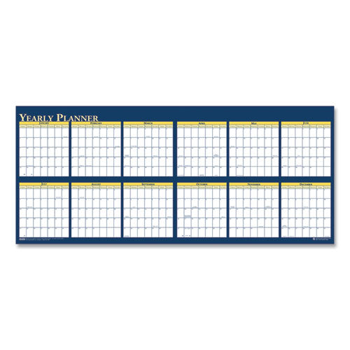 Recycled Reversible Yearly Wall Planner, 60 X 26, White/blue/yellow Sheets, 12-month (jan To Dec): 2026