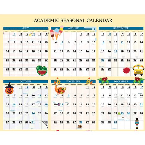Recycled Academic Seasonal Laminated Wall Calendar, Illustrated Seasons, 24 X 37, 12-month (july To June), 2025 To 2026